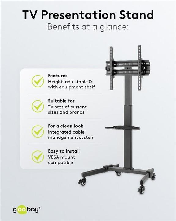 Immagine prodotto Goobay Supporto per presentazione TV Basic L (Universale, 70", 35 kg)