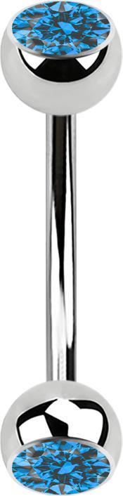 Produktbild Star Piercing Micro Banane silber mit zwei Kugeln Kristall hellblau (Chirurgenstahl 316L)