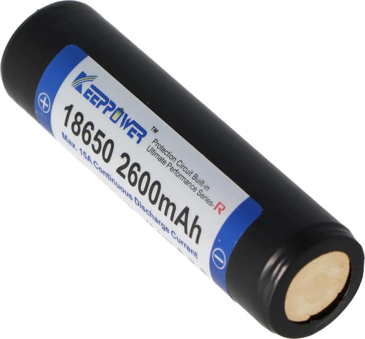 Actual product image Keeppower Akku R 18650 geschützt (Pluspol erhöht) (1 pcs., 18650, 2600 mAh)