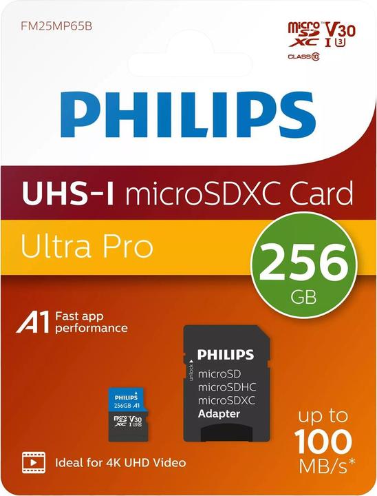 Actual product image Philips Ultra Pro FM25MP65B (256 GB, microSDXC, U3, UHS-I)