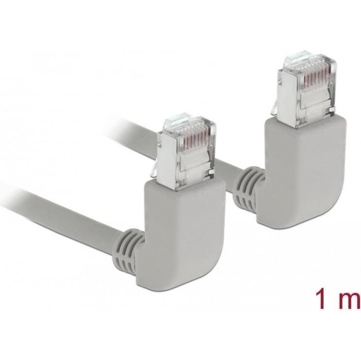 Delock Patch-Kabel RJ-45 (M) nach oben gewinkelt bis RJ-45 (M) nach oben gewinkelt (S/FTP, CAT6a, 1 m), Netzwerkkabel