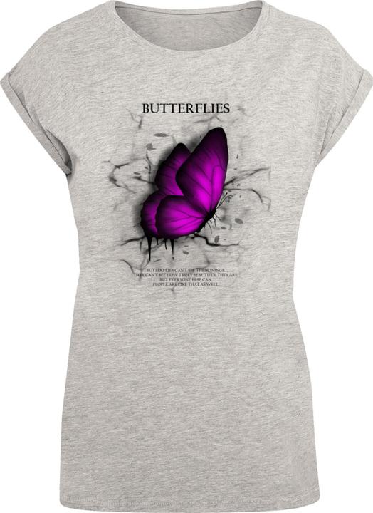 Produktbild Merchcode Ladies Butterflies Extended Shoulder Tee - 112637 (S)
