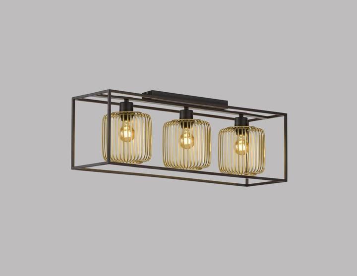 Actual product image Fischer & Honsel Honsel Caydo ceiling light triple E27 metal shade gold-coloured sand black 21357