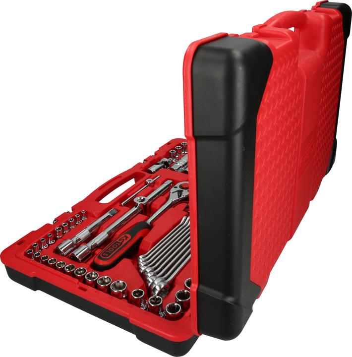 Produktbild KS Tools 1/4" + 1/2" CHROMEplus Steckschlüssel-Satz, 151 Teile, Flank Traction (1/4")