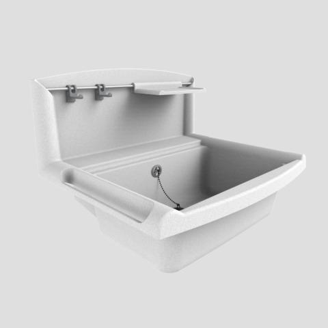Produktbild Sanit Multiset Funktionsbecken granit (BxTxH 430x270x160mm, Überlauf, Seifenschale, 2 Haken, Stopfen) (270 mm, 430 mm)
