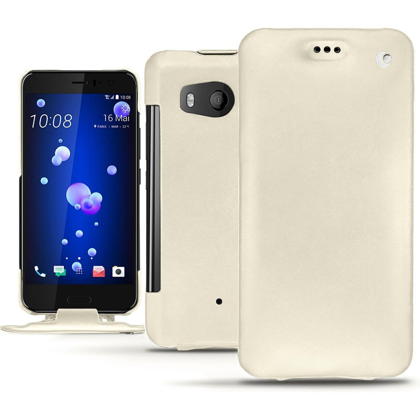 Noreve Lederschutzhülle vertikal (HTC U11), Smartphone Hülle, Weiss