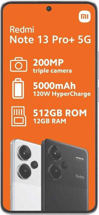 Image du produit Xiaomi Redmi Note 13 Pro+ (512 Go, Blanc clair de lune, 6.67", Double SIM, 5G)