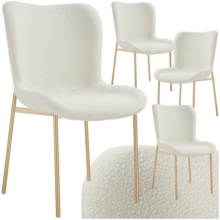 Produktbild tectake 4er Set Polsterstuhl Tessa Bouclé