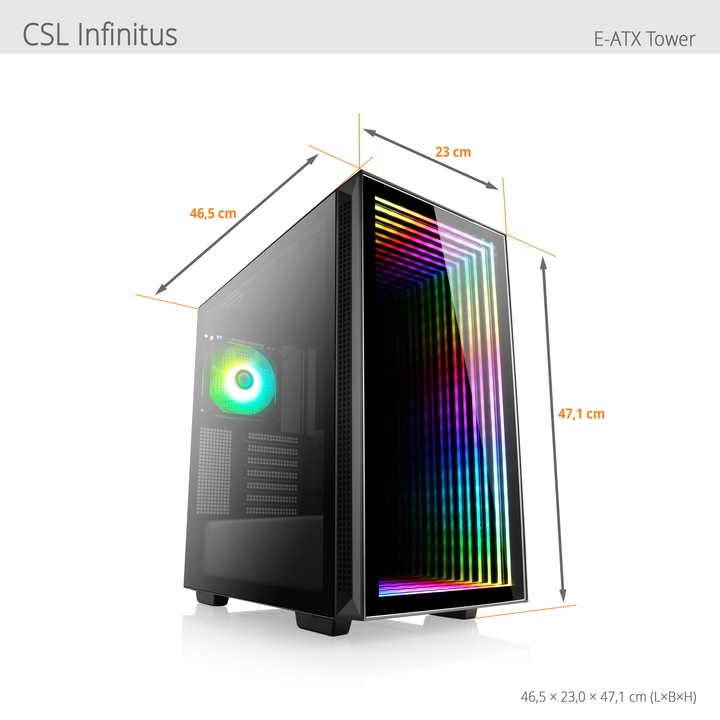 Actual product image CSL Gaming PC M10140H (AMD Ryzen 7 7800X3D, 16 GB, 1000 GB, GeForce RTX 4070)