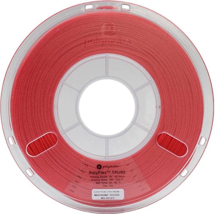 Actual product image Polymaker PD01009 PolyFlex TPU-95A Filament TPU flexible 2.85 mm 750 g red 1 pc (TPU, 2.85 mm, 750 g, Red)