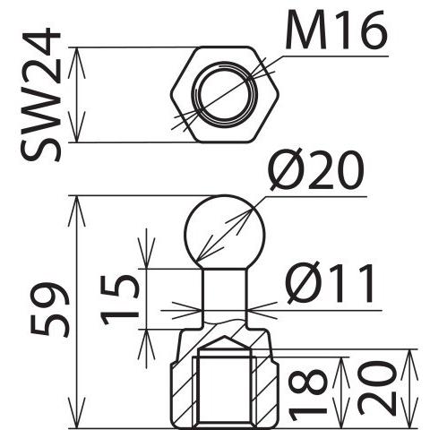 Thumbnail - Dehn Kugelfestpunkt D 20mm gerade m. 754600 (Werkzeug), SAT Zubehör