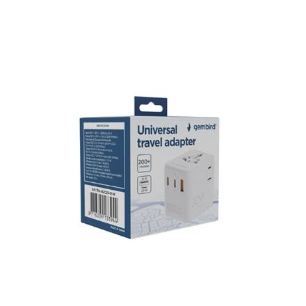 Produktbild Gembird Adapter TPA-1A2C20-01-W Universal travel power adapter, 20 W, white |