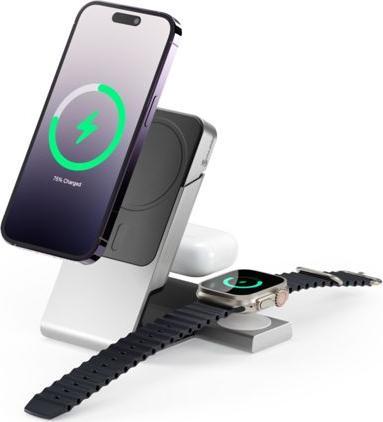 Actual product image Alogic Matrix+ Wireless 3-in-1 charging station MagSafe + Vent Mount (18 W)