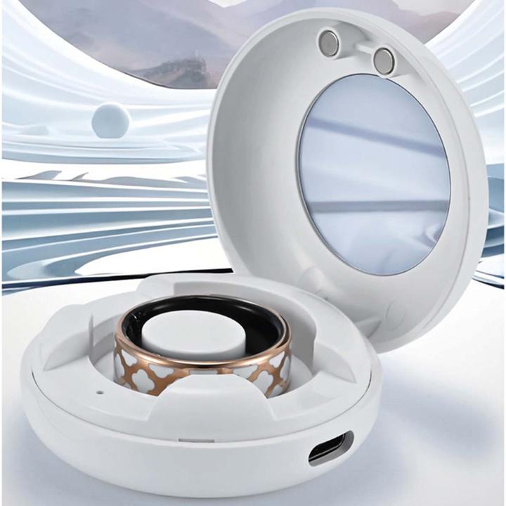 Produktbild Avizar Smart Ring Grösse 10 Ursa Geo Muster mit Etui (10, Gold, Roségold, Weiss)