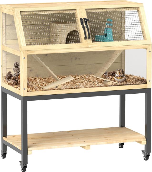 Actual product image PawHut Zwerghamsterkäfig Tannenholz, Stahl Naturholz
