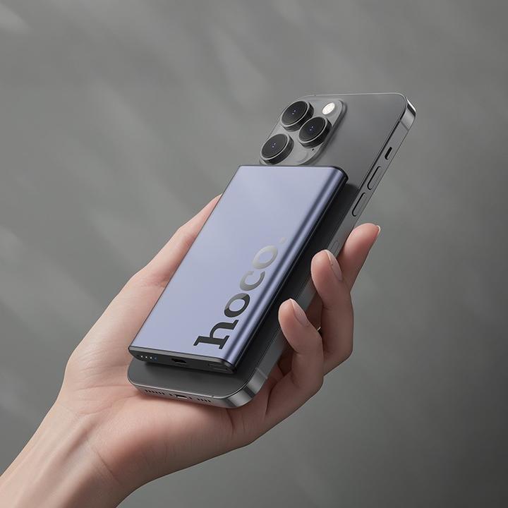 Actual product image Hoco - Q32 Bird PD20W Wireless Magnetic Power Bank, 5000mAh für Smartphones und Tablets, dunkelgrau (5000 mAh, 20 W, 19.25 Wh)