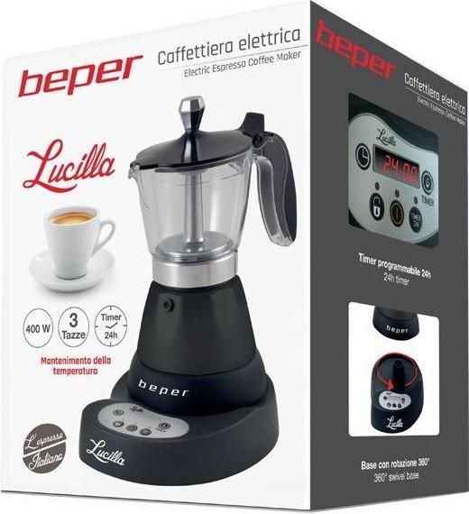 Produktbild Beper BC.041N- elektrische espressomachine- 3 koffiekopjes