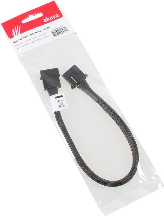 Image du produit Akasa Rallonge Molex 4 pins torsadée - 30cm black (30 cm, 4 broches Molex)