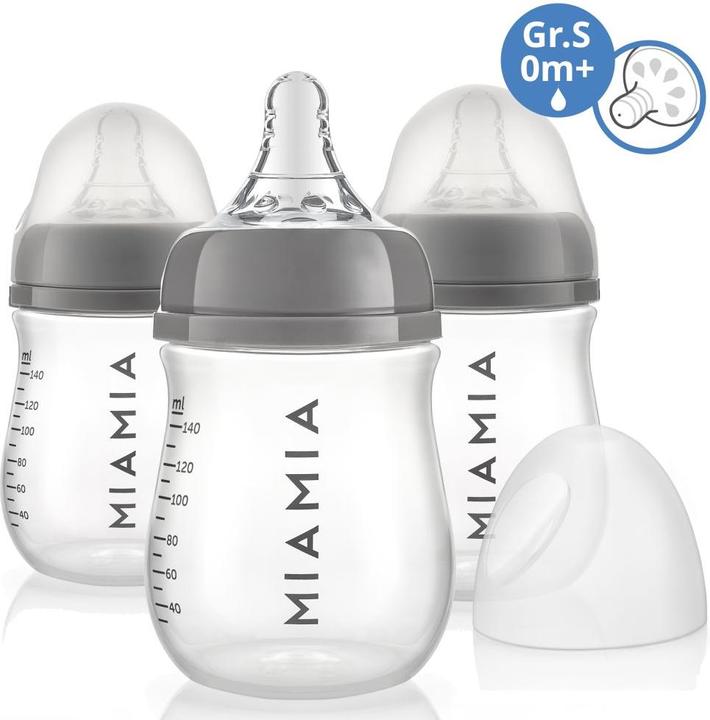 Produktbild MiaMia Babyflaschen PP-Flasche 3er Pack 140 ml + Silikon-Trinksauger (140 ml)