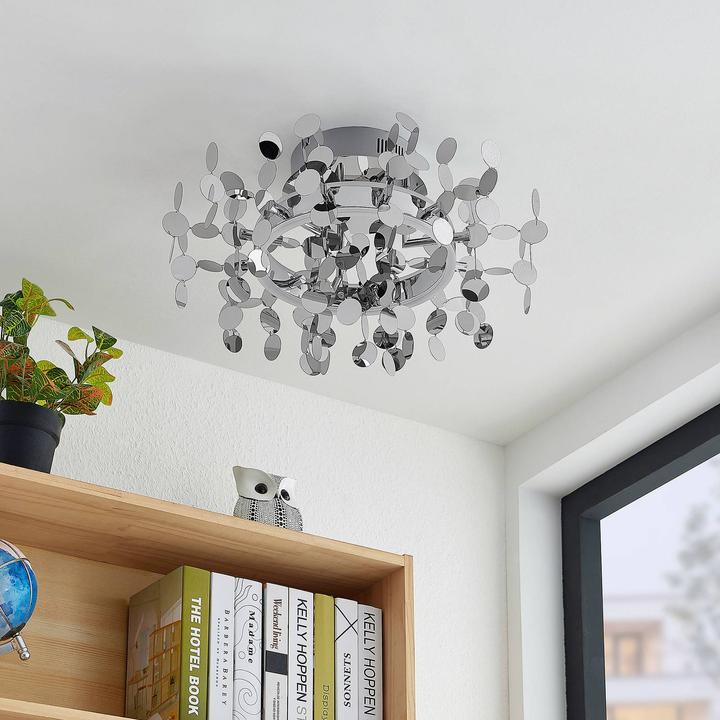 Actual product image Lucande Glimmo LED ceiling light, chrome (1850 lm)