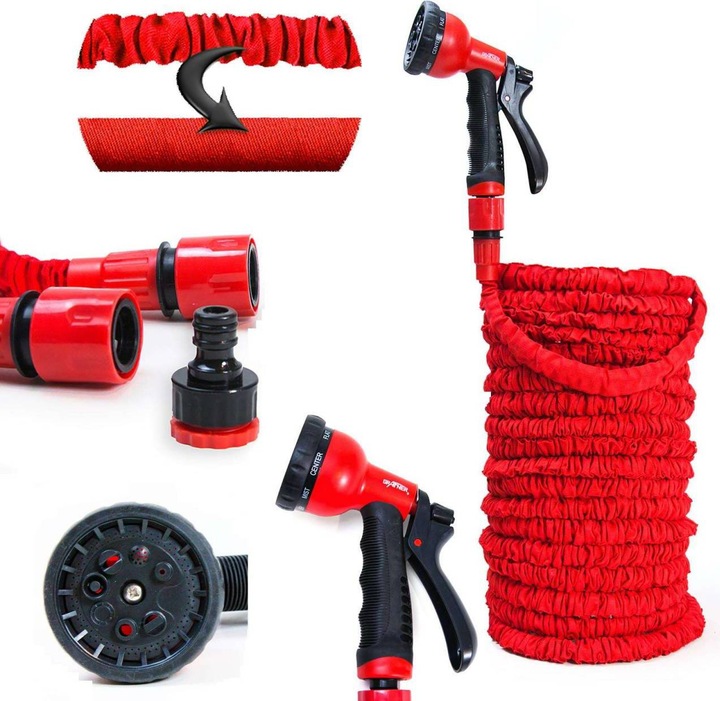 Immagine prodotto Grafner 1/2" Tubo flessibile da giardino 30 metri rosso con doccia a 10 funzioni (30 m, 12.70 mm)