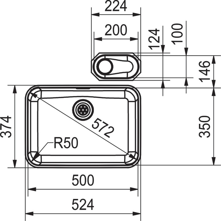 Actual product image Franke Undermount sinks Largo LAX 110 50 (35) / 110 10 (52.40 cm, 37.40 cm)