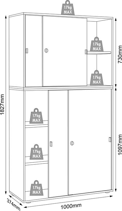 Nährwerte und Zutaten VCM Büroschrank Schiebetüren Salia 5f B100