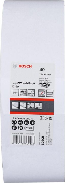 Image du produit Bosch Professional Zubehör PRO X440 bande abrasive, 75 x 533 mm, G40 (40)
