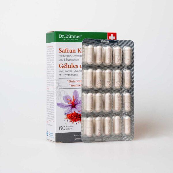 Actual product image Dr. Dünner Saffron capsules with saffron, lavender, magnesium, vitamin B6 and L-tryptophan (60 pcs., Capsules, 54 g)