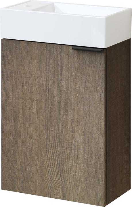 Produktbild Emke Badunterschrank mit Aufsatzwaschbecken, Räuchereiche, Soft Close Tür, Einlegeböden, hängend