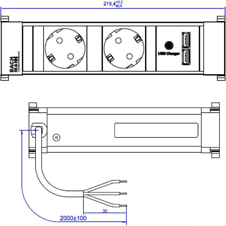 Produktbild Bachmann Power Frame- Power Strip (2x, CEE 7/3, 2 m)