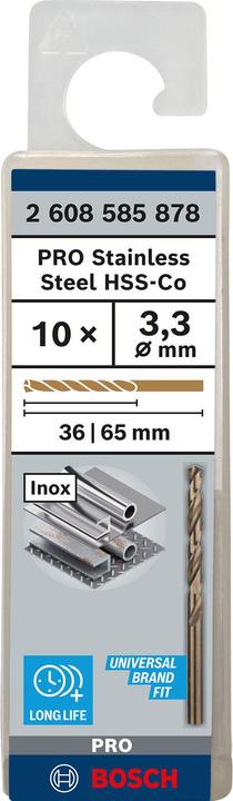 Actual product image Bosch Professional Zubehör PRO Stainless Steel HSS-Co twist drill, 3.3 x 36 x 65 mm (3.3 mm)