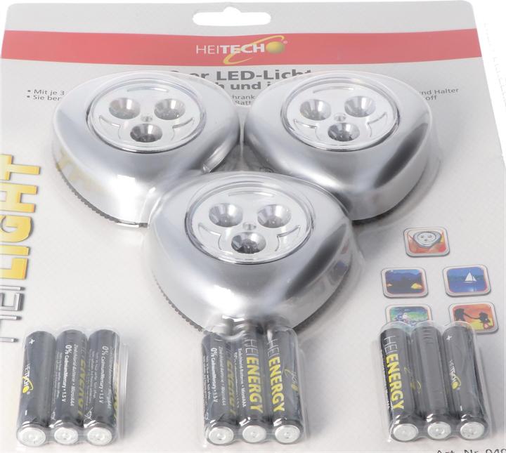 Image du produit Heitech Jeu de 3 lumières LED, piles incluses