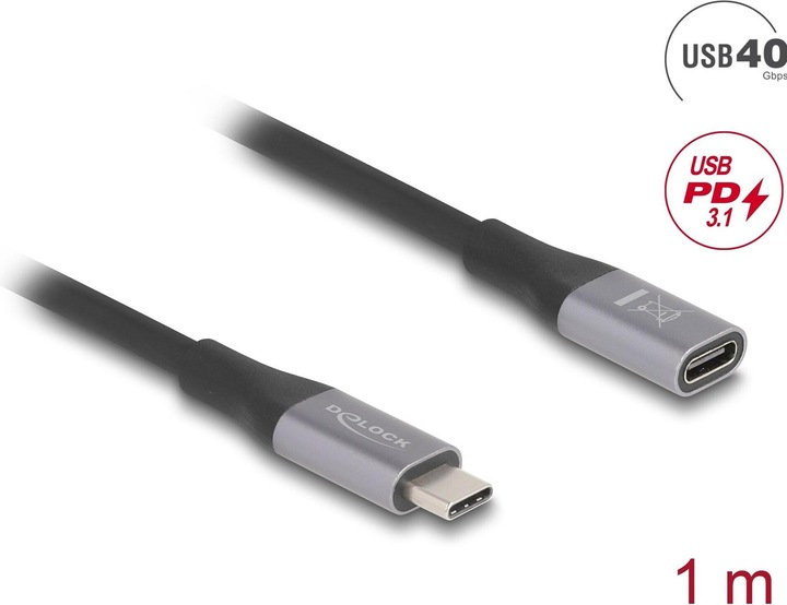 Produktbild Delock USB 40 Gbps Verlängerungskabel USB Type-C Stecker zu (1 m, USB 4.0)