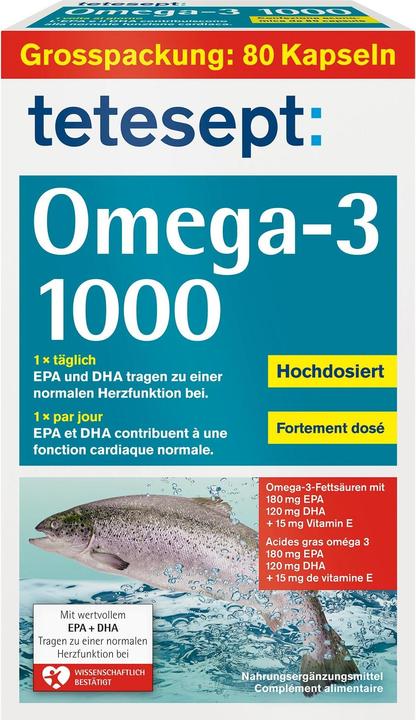 Actual product image Tetesept omega-3 (80 pcs., Capsules, 155 g)