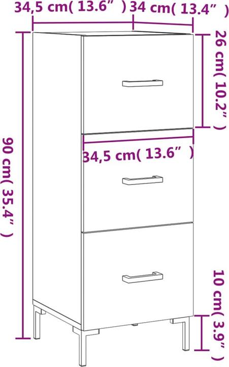 Image du produit vidaXL Sideboard (34.50 x 34 x 90 cm)