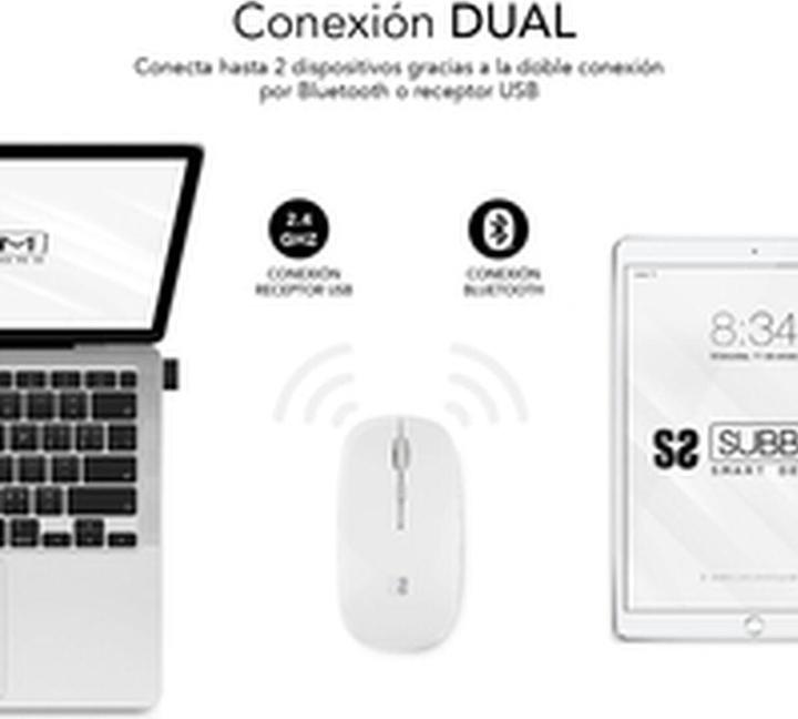 Actual product image Subblim Raton Dual Flat Rate Mouse White Rechargeable (Wireless)