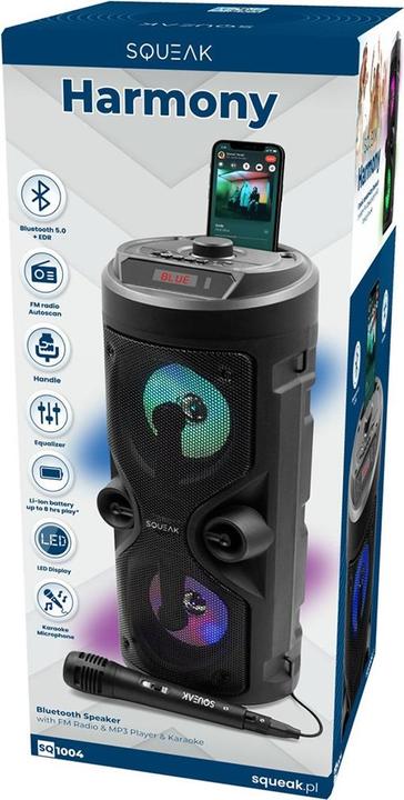Actual product image Squeak Głośnik Karaoke Harmony Bluetooth 5.0 Radio Fm Microsd Aux USB Sq1004 (8 h)