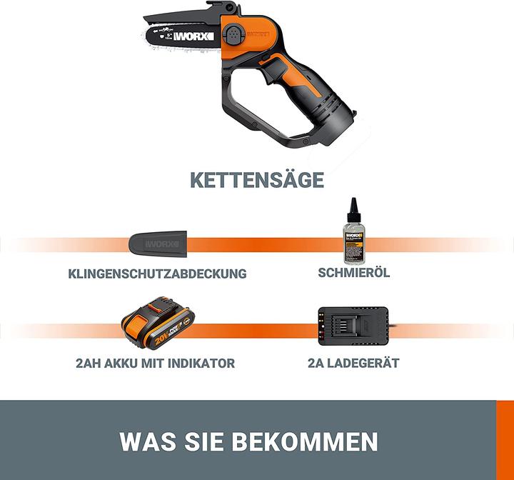 Produktbild Worx Akku-Einhand-Astsäge (Akku Kettensäge)
