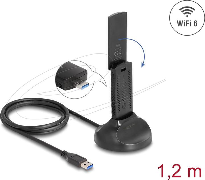 Actual product image Delock Wi-Fi 6 Dualband WLAN USB Adapter AX1800 (1201 + 574 (USB)