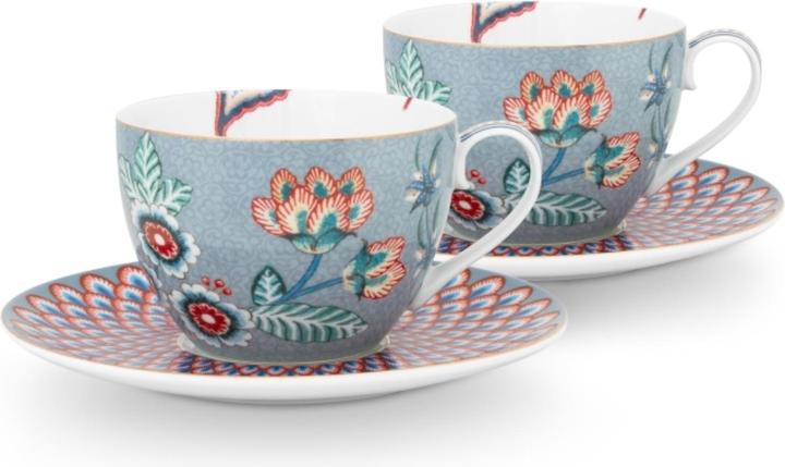 PIP Studio Flower Festival Tasse mit U. Light Blue 280ml Set2 (280 ml, 2x)