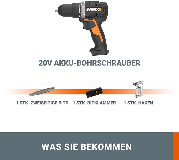 Produktbild Worx Akku Bohrschrauber 20V WX102.9 (Akkubetrieb)