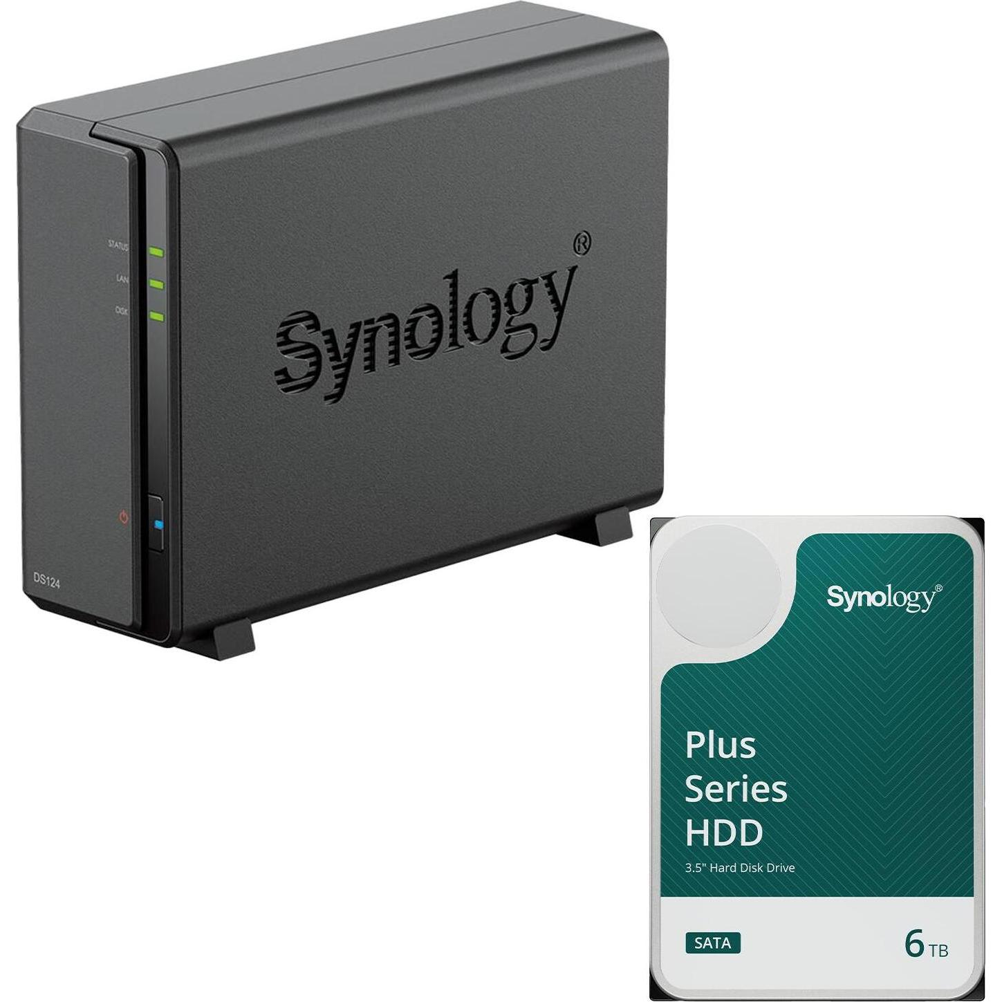 Synology DiskStation DS124 1 Einschub NAS-Server Leergehäuse + 1x Plus 3.5"" SATA HDD F... (1 x 6 TB