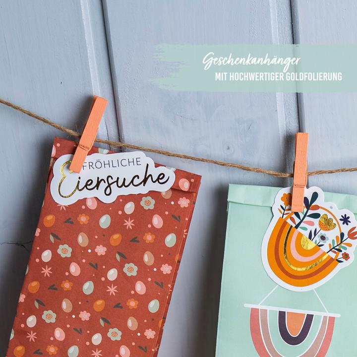 Produktbild Papierdrachen 12 Geschenktüten mit Anhängern zu Ostern - PN3 Boho - Set 9 (Geschenktüte, 12 x)