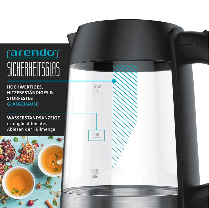 Actual product image Arendo Stainless steel glass kettle (1.70 l)
