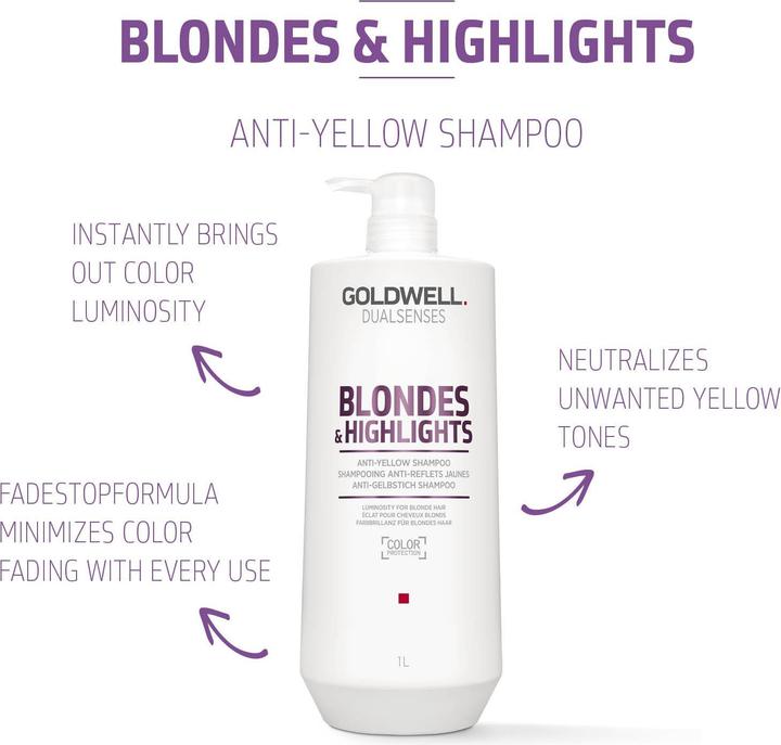 Image du produit Goldwell Dualsenses Blondes & Highlights Shampooing Anti-Yellow szampon do włosów blond (1000 ml, Shampoing pour cheveux gris)