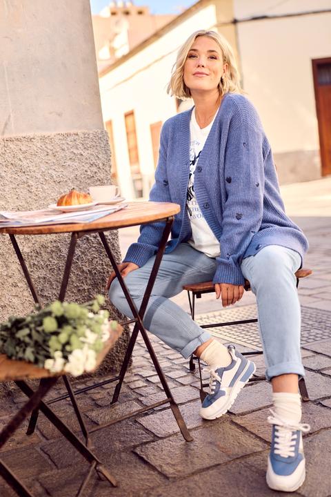 Produktbild Ulla Popken Strickjacke, Paillettenherzen, V-Ausschnitt, Langarm (54)