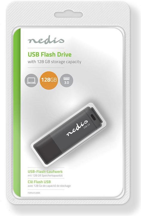 Actual product image Nedis USB 3.0 flash drive - Compact USB flash drive - 128 GB - Read at 80 Mbit/s - Write at (128 GB, USB-A)