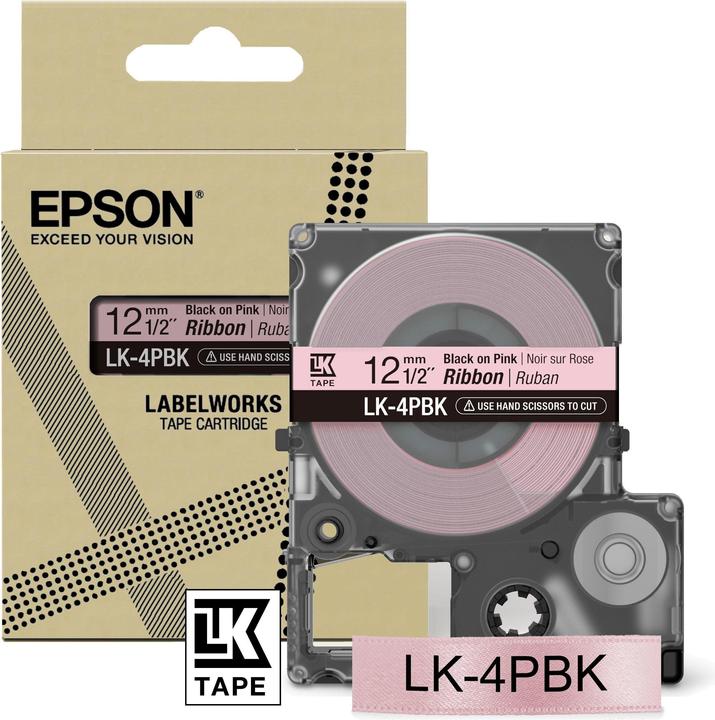 Produktbild Epson Etikettenkassette Lk-4pbk (1.20 cm, Schwarz, Pink)