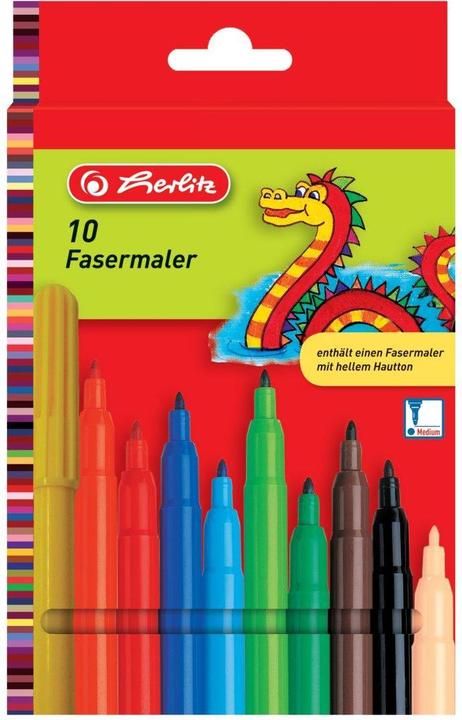 Actual product image Herlitz Fibre-tip pens, cardboard box of 10 (Multicoloured, 10 x)